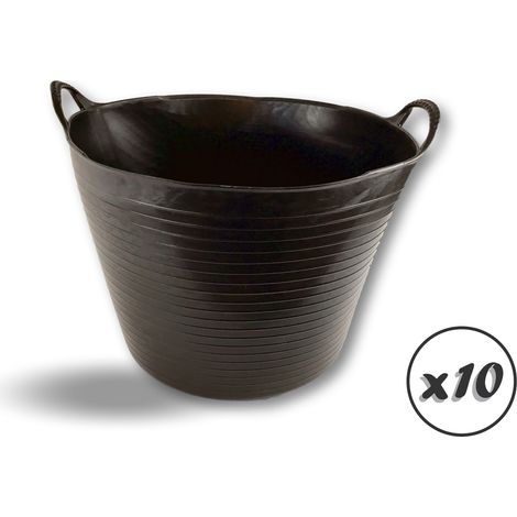 Seau bassine panier souple Récipient multifonction en polyéthylène plastique flexible résistant - Quantité x10 - Ø45 - 36 litres