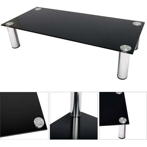 Melko TV-Aufsatz 80 Erhöhung für TV Monitorständer Schwarz Fernseherhöhung Glas bis 30kg belastbar