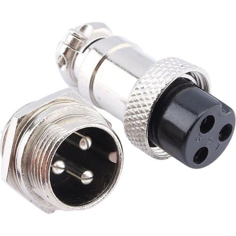 Kit de connecteur aéronautique GX16, 3 broches, fiche métallique, 250 V CA, 5 A, argent/noir (1/5)