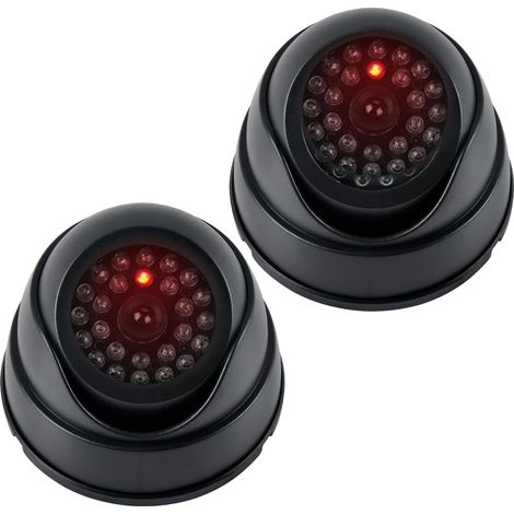 Dummy Cameras Fake CCTV 2PCS, Dome Dummy Fake Security CCTV Camera Simulation Monitor with Flashing LED Light, Dummy CCTV Camera Outdoor Indoor, Dummy Fake Camera Waterproof with 2 CCTV Signs + Screws (1/5)