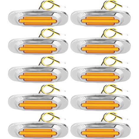 Lot de 10 feux de position latéraux à LED (16 LED) pour remorques, clignotants 1200 lm, étanches IP67, pour véhicules 12-24 V, lumière jaune (1/5)