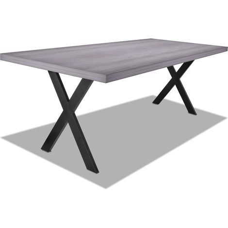 Esstisch aus Holz und Metall mit X-Fu� schwarz - 220x100 cm