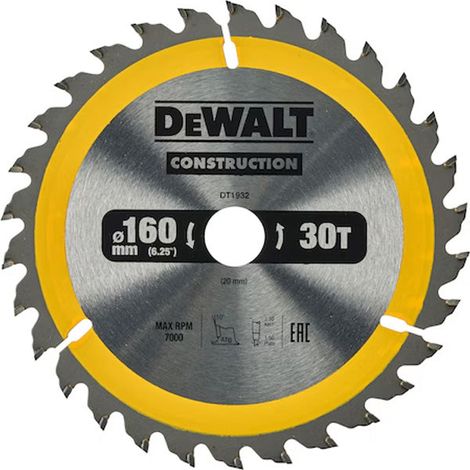 Lama di sega circolare portatile DEWALT Carbure Construction