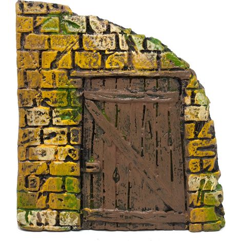 Parete con Portone in Resina 8 cm Miniature per Presepe - C3046C (1/2)