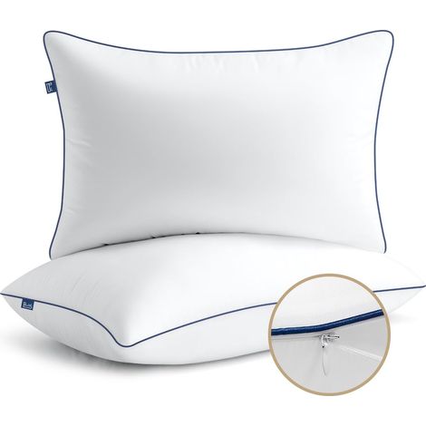 BedStory Cuscini Letto Matrimoniale, Cuscini per Divano 65 x 65 - Set di 2 cuscini regolabili in altezza, ipoallergenici, lavabili in lavatrice (1/4)