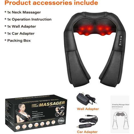 FLITI Shiatsu Neck Massager with Heat and Kneading, Deep Muscle Relaxation for Neck, Shoulders, and Back, for Home, Car, and Office Use, UK Plug (1/5)