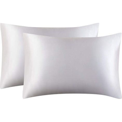 Lot de 2 taies d'oreiller en satin pour cheveux et peau, avec fermeture à enveloppe (taille standard : 50,8 x 66 cm)