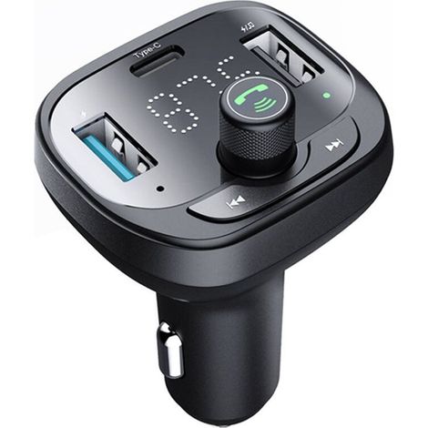 Reproductor MP3 para coche con tarjeta TF, USB, carga rápida QC3.0 Tipo-C PD, 2 puertos USB, kit manos libres 5.0 y transmisor FM. (1/2)