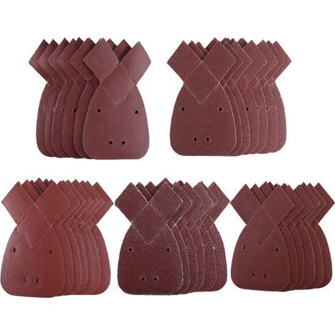 AIDUCHO Disque De Ponçage 170x140x95mm 50 Pcs 5 Types Feuilles De Ponçage À Fixation Pas Facile À Porter Papier De Verre Pour Ponceuse Black And Decker 40/80/120/180/240 (1/5)