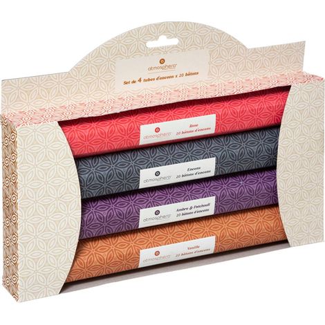 Set aus 4 Räucherstäbchen Doli - Bernstein-Weihrauch-Rose-Vanille - H20 cm