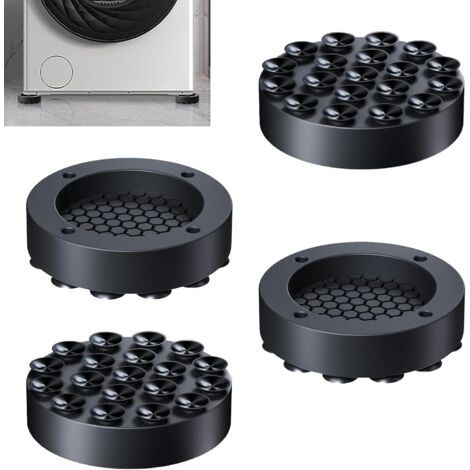 Tapis Anti Vibration Machine à Laver, Lot de 4 Amortisseurs de Vibrations pour Lave Linge, Amortisseur en Caoutchouc Antidérapant avec Ventouse, patins pour lave linge, pour lave linge et sèche linge (1/5)
