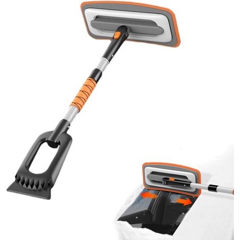Raschietto per ghiaccio - Raschietto per neve per auto - Sbrinatore per finestrini auto - Alluminio estensibile - 399 cm - Arancione