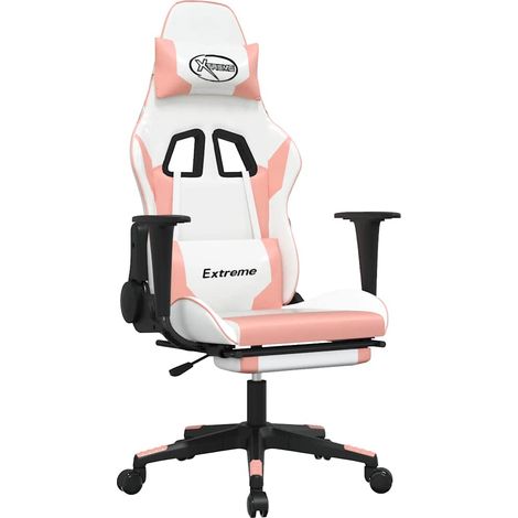 Maison Exclusive - Sedia da Gaming con Poggiapiedi Bianco e Rosa in Similpelle (1/5)