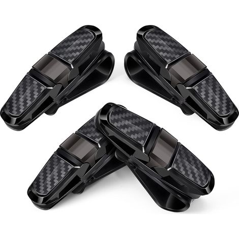 Support de lunettes 4 pièces pour pare-soleil de voiture, clip de fixation pour lunettes de soleil, rotation à 180 degrés (noir)
