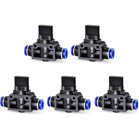 5pcs 8mm manchon de carte diamètre extérieur Push air Control robinet à boisseau sphérique raccord de vanne pneumatique