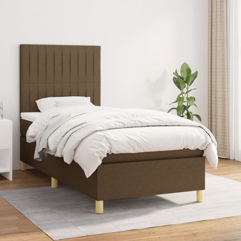 Boxspringbett mit Matratze Dunkelbraun 100x200 cm Stoff (1/5)