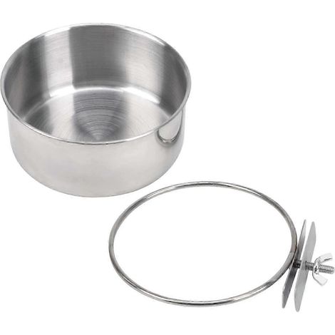 Abreuvoir pour oiseaux en acier inoxydable, 12 cm, support pour perroquet, 1 pièce (1/5)