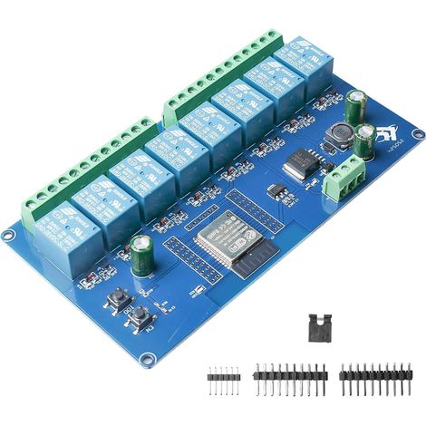 Module relais 8 canaux, module WiFi Bluetooth BLE, carte de développement DC 5-30 V, relais d'alimentation pour carte de développement secondaire (relais 8R-D5) (1/5)