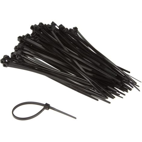 Perel – Colliers de serrage en nylon 2,5 x 100 mm noirs résistants aux UV – Charge maximale 8 kg – Lot de 100 – ECTB100