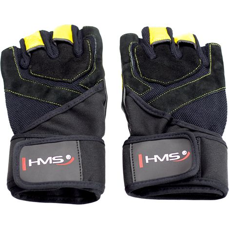 Guantes de fitness medianos para hombre, negros y amarillos