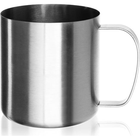 Gobelet en acier inoxydable argenté - tasse de haute qualité - tasse de camping - incassable et sans BPA (1 pièce - couleur argentée) (1/5)