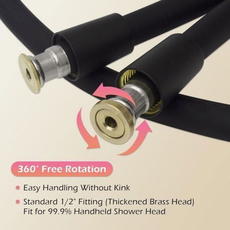 Flexible de Douche Universel (G1/2 Pouces, 2m), Tuyau de Douche en Silicone Ultra-Doux, Tuyau Douche Anti-Torsion et Anti-Pliure, No (1/4)