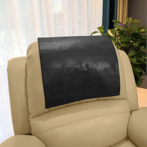 Housse d'appui-tête et d'accoudoir pour fauteuil relaxant - similicuir, modèle Fu,black (1/4)