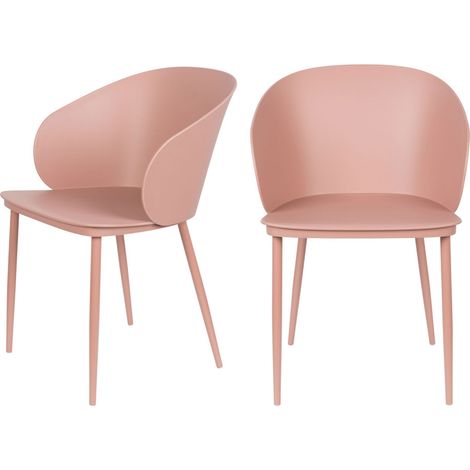 Lot de 2 chaises en résine et métal - Rose - GIGI (1/5)