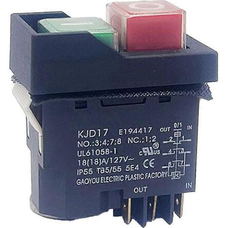 Interrupteur à bouton-poussoir électromagnétique à 6 broches KJD17, 18 A AC127 V, étanche IP55, pour la sécurité des équipements 127 V. (1/5)
