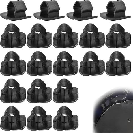 20 Pièces Bouchons d'Isolation de Capot, Clips de Support de Coussinet d'Isolation de Capot de Voiture, Insonorisation Capot Moteur Attache Capot Clip Attache (Noir) (1/5)