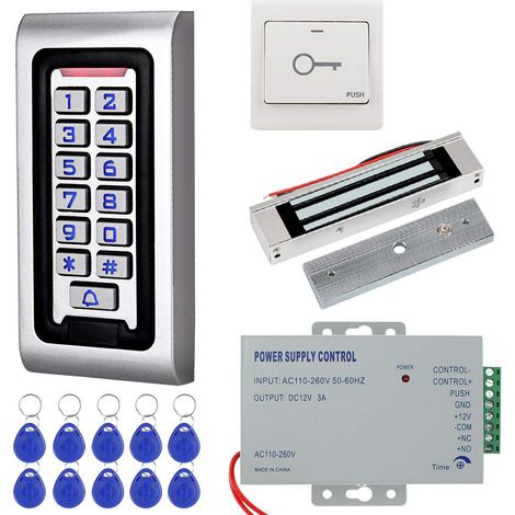 Kit de système de contrôle d'accès RFID Clavier étanche avec Serrure magnétique électrique de 180kg / 350lbs, Sortie de Porte, pour système d'entrée à Porte Unique (1/5)