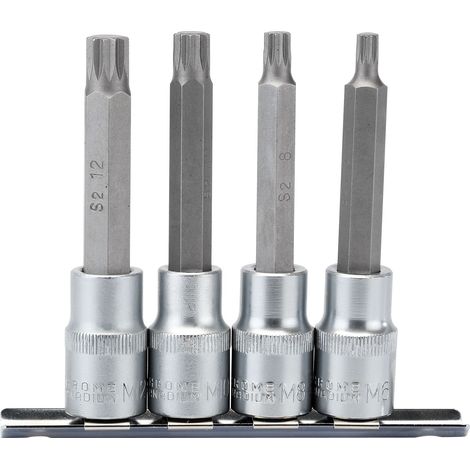 Draper 1/2" Sq. Dr. Spline Socket Bit Set (4 piece) (16350) (1/5)
