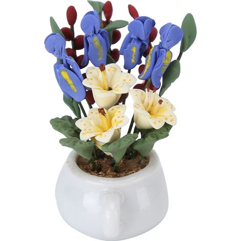 Miniature pot de lys échelle 1:12, plante en pot réaliste pour maison de poupée, décoration simulation fleurs artificielles (1/5)