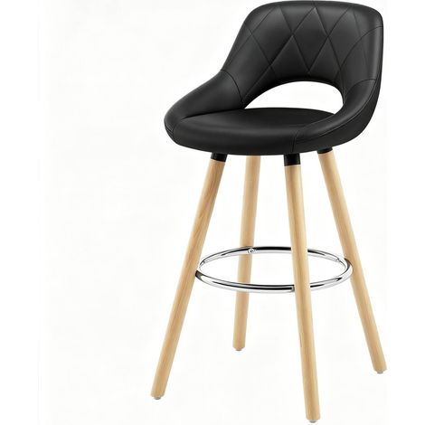 CHICFURN Sgabello da bar 43x40x96 cm nero in similpelle e legno per cucina e bar (1/5)