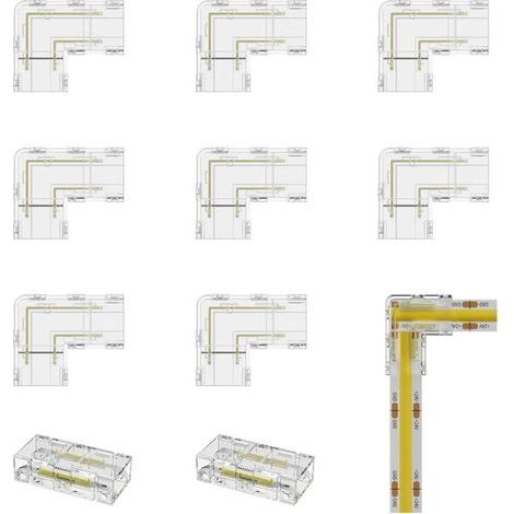 10PCS connecteurs pour Ruban LED COB 2Pin 8MM, incluant 8PCS connecteurs type L/angle, 2PCS connecteurs intermédiaires sans espace pour les lumières LED Srtip (pas pour les bandes 5mm et 10mm) (1/5)