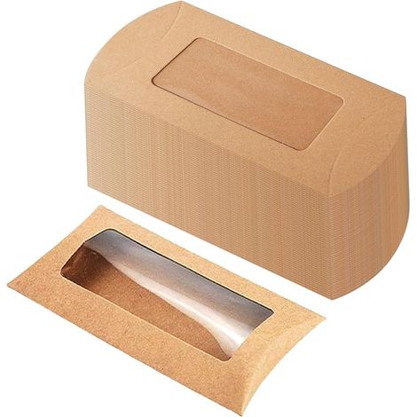 50 Brown Kraft Paper Boxes with Transparent Window 12 x 7 x 2 cm (1/5)
