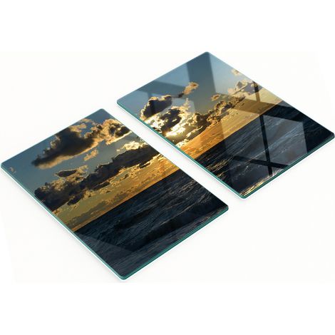 Ensemble de tableaux en verre trempé « Coucher de soleil sur la mer » 2 x 40 x 52 cm (1/5)
