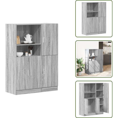 vidaXL Ensemble d'armoires de cuisine 2pcs sonoma gris bois ingénierie (1/5)