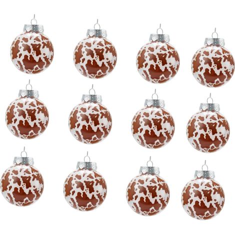 Boule De Noël - Motif Vache - 6 cm - Polypropylène - Décoration Thème Western - Lot De 12 (1/5)