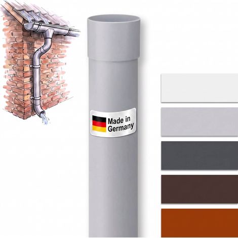 INEFA Fallrohr 100 cm, PVC Regenrohr Dachrinnenzubehör,einfache Steckmontage, Made in Germany - DN75 / 75mm, 1 Stück,Grau
