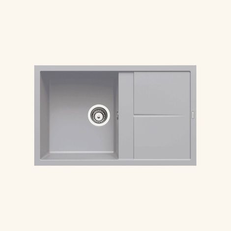 Evier granit gris métal Luisina MAESTOSO 1 bac 1 égouttoir (1/2)