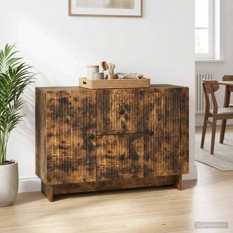 vidaXL Buffet Chêne fumé 89 x 34,5 x 60 cm Bois d'ingénierie (1/5)