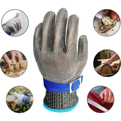 Lot de 2 gants de travail anti-coupures et anti-rayures, avec boucle ajustable, pour la protection des mains. Longueur : 24,5 cm / 9,6 po (gris). (1/5)