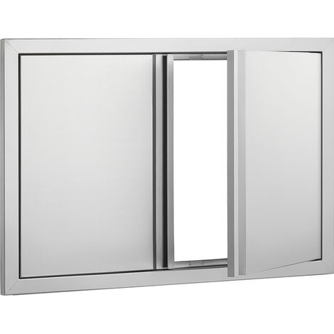 Mophorn Puerta de Acceso a Barbacoa 710 x 482 x 45 mm Puerta de Cocina Exterior Doble Puerta Empotrada de Acero Inoxidable con Manija para Isla de Barbacoa, Estación de Parrilla, Armario Exterior (1/5)