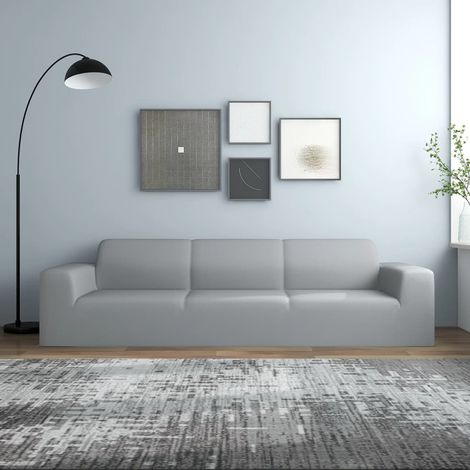 Housse extensible de canapé 4 places, Couverture de Canapé, Couvert Canapé Pliant Protecteur Gris Jersey de polyester MJU3854 (1/5)
