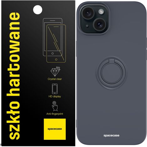 Étui en silicone mat avec anneau pour iPhone 15 Plus + Verre (1/5)