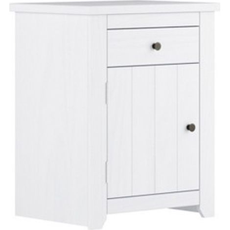 Havana Bedside Cabinet - Pine/Metal - L39 x W53 x H65.5 cm - White/Pewter - Full Assembly Required