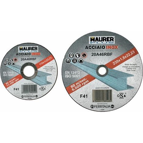 MOLA TAGLIO ACCIAIO INOX MAURER PLUS MM 115X1 (1/2)