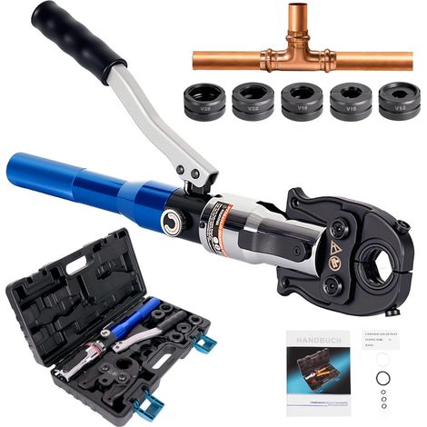outil de sertissage hydraulique avec mâchoires de sertissage, contour en V 12-15-18-22-28.pour tube en cuivre, tube en acier au carbone et tube en acier inoxydable (1/5)
