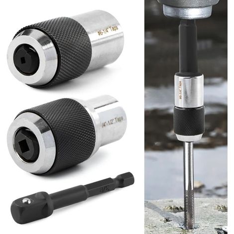 Set di 2 bussole per maschi con 1 adattatore per bussole da 0,95 cm, utensile regolabile per la rimozione dei maschi, per maschi, alesatori ed estrattori di viti